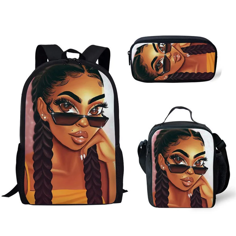 

2021 custom design Black African Art Girls Printing Kids Bags School Bags Children Backpack For Teenagers Girls, Customized color