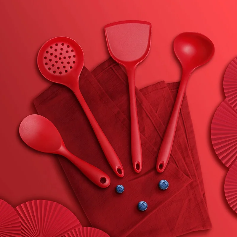 

Kitchen Gadgets Silicone Kitchenware 4-Piece Set Cooking Silicone Spoon and Shovel Kitchen Utensil Set, Customized