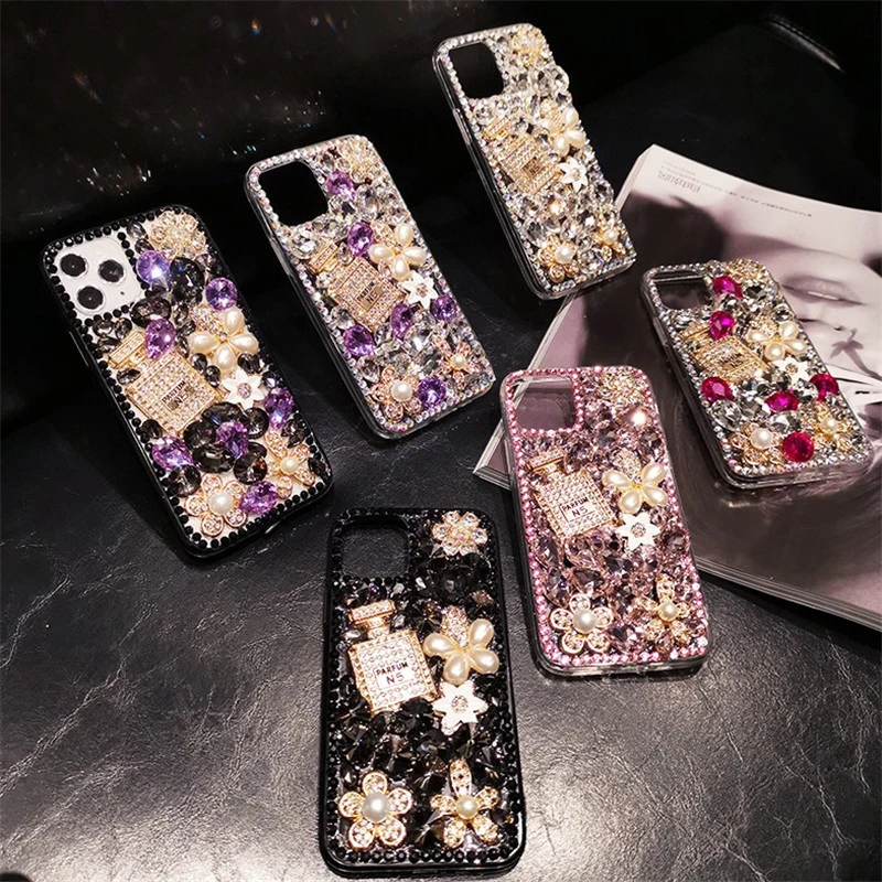 

For iPhone 13 Pro Max Premium Girl Style Perfume Bottle Diamond Luxury Phone Case shell suitable, According to the picture
