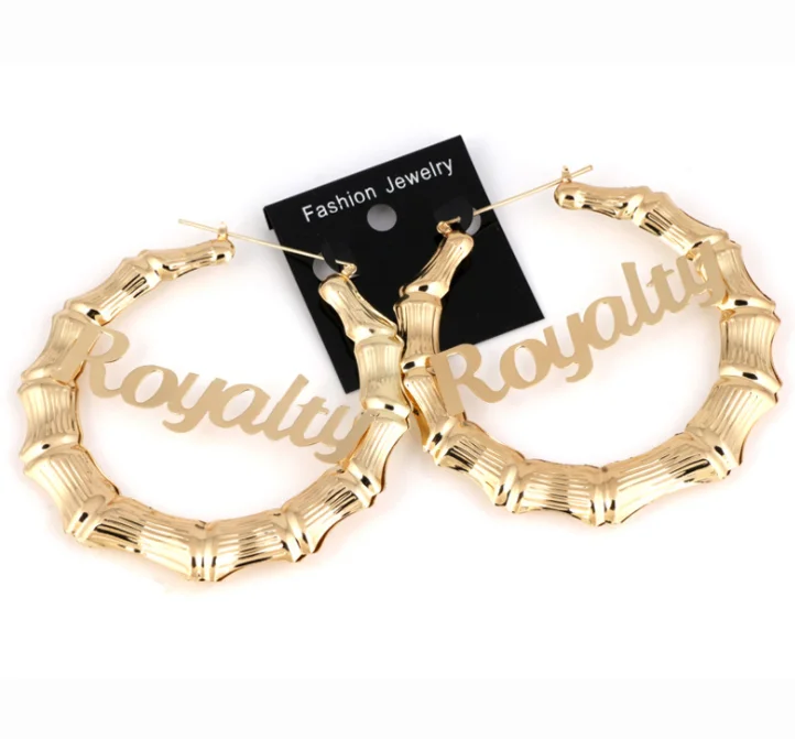 

2020 9CM Big Circle Bamboo Earrings Large Round Gold Bamboo Hoop Earrings
