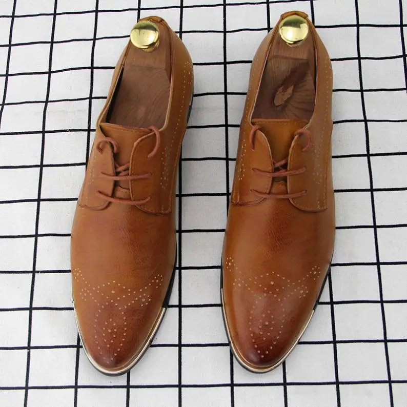 

38-47 Men's Fashion Trend Pointed Toe Business Leather Shoes Lightweight Breathable Large Size Casual Leather Men's Shoes