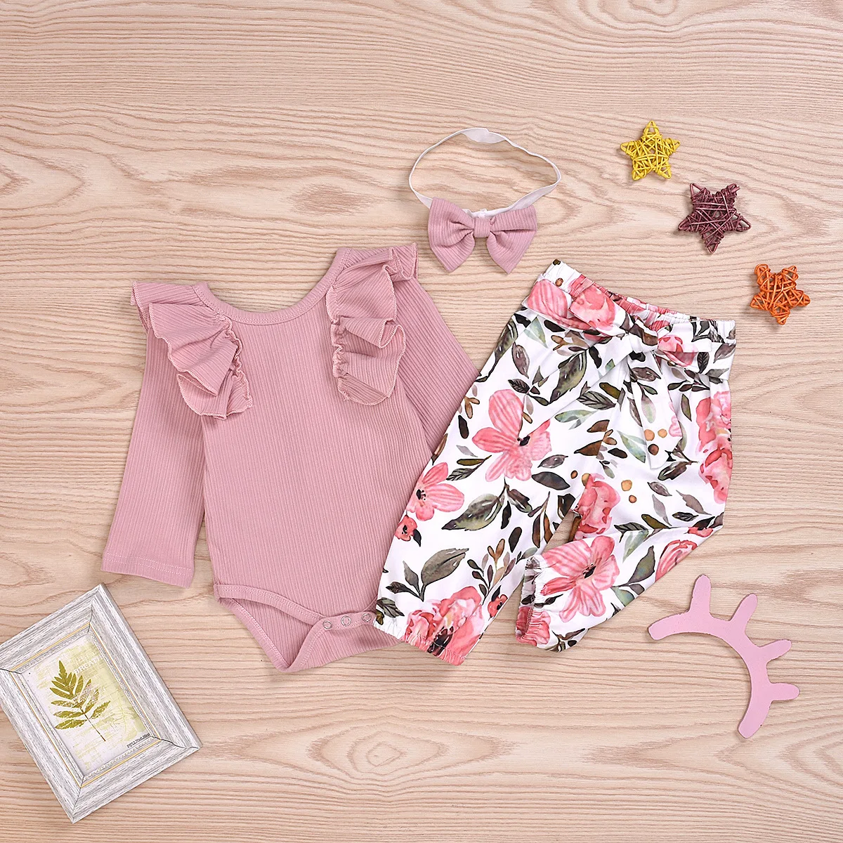 

Wholesale Toddler kids 2 piece autumn outfit baby rompers cheap outfits baby girls clothing sets clothes