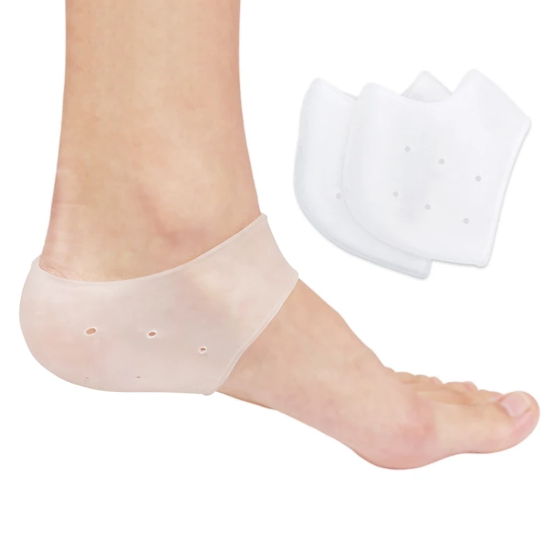 

ECO Friendly Foot Care Anti Crack Protector Socks Silicone Heel Pad, White,fleshcolor