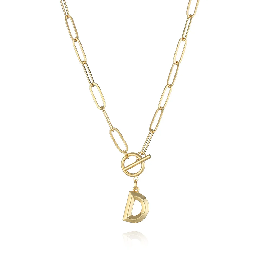 

ZHONG NUO 2022 fashion initial necklace hip hop gold plated 26 English letters pendant necklaces brass zircon clavicle chain, Normal/custom color