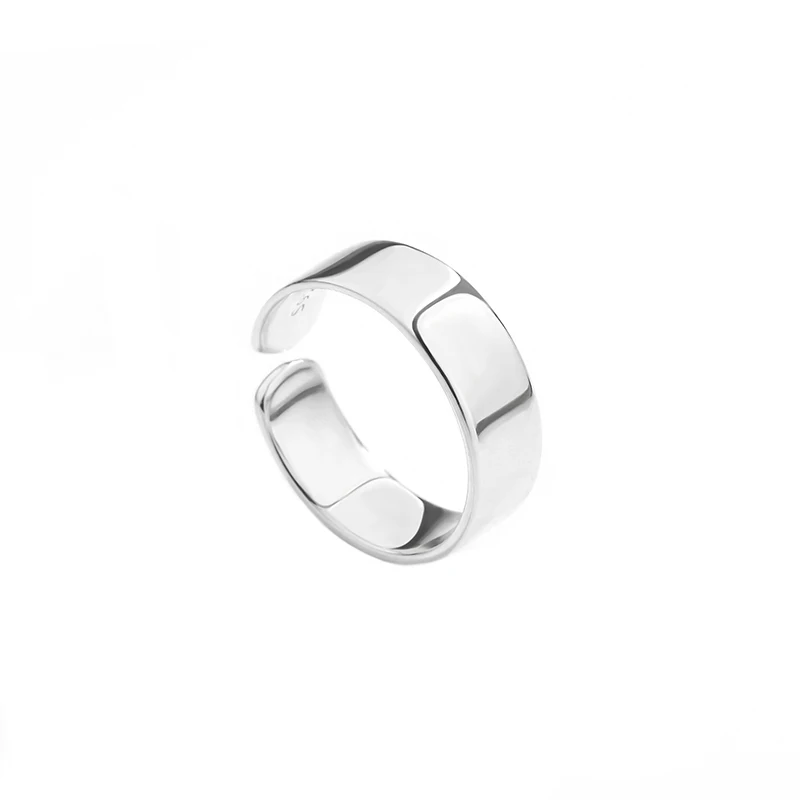 

Simple Fashion Jewelry S925 sterling silver Widened polishing Glossy adjustable ring for women