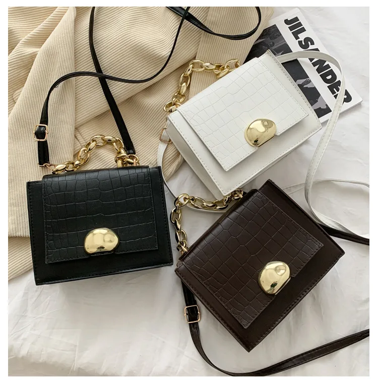

New Arrivals 2021 Designer Fashion Metal Button Alligator Cross Body Bags For Women Shoulder Messenger Bag For Girls