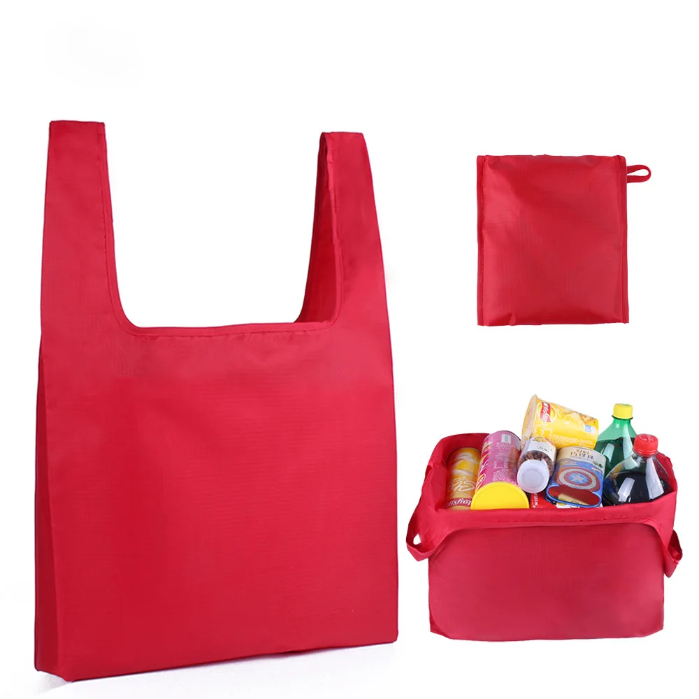 

Portable and Folding Large capacity Polyester Tote Bag Reusable Super light t shirt handbags 210D Oxford Shopping Bag, 10colors