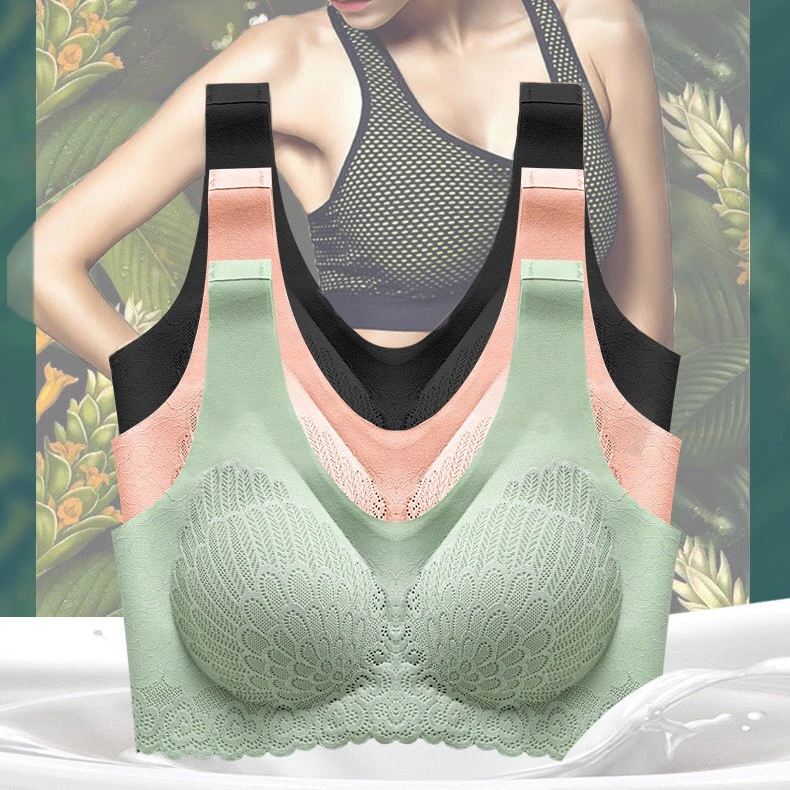 

seamless full coverage vest top lace latex padded female bralette wire free push up Wireless Bra, Customized color