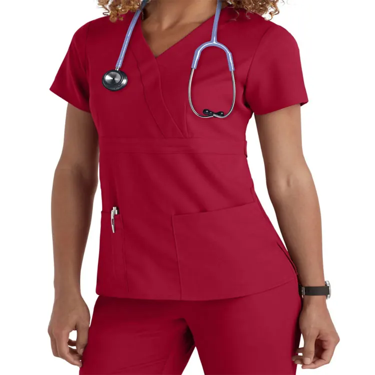 

Scrub- Polyester/Rayon/Spandex Fashionable Designs New Style Nurse Uniform