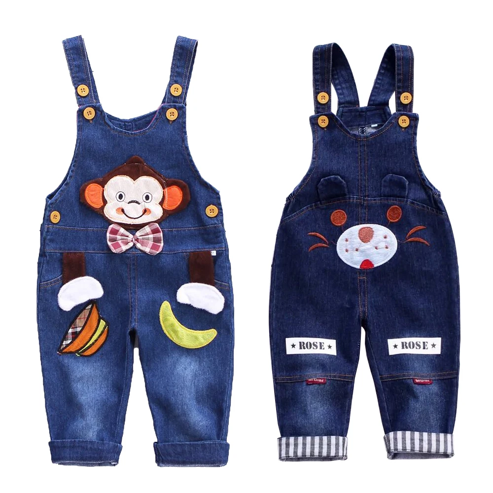 

Mudkingdom Unisex Baby Kids Animal Print&Embroidery Cute Jeans Overalls 16 Different New Fashion Designs Kids Jeans Pants 0-3T, Pic shows