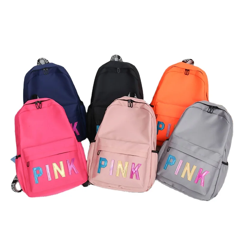 

New Waterproof Polyester Backpack For Girl's Pink School Shoulder Bag Bagpack For Teenager Travel Backpacks Mochila, Pink / navy / black / gray / rose / black /orange/ customized