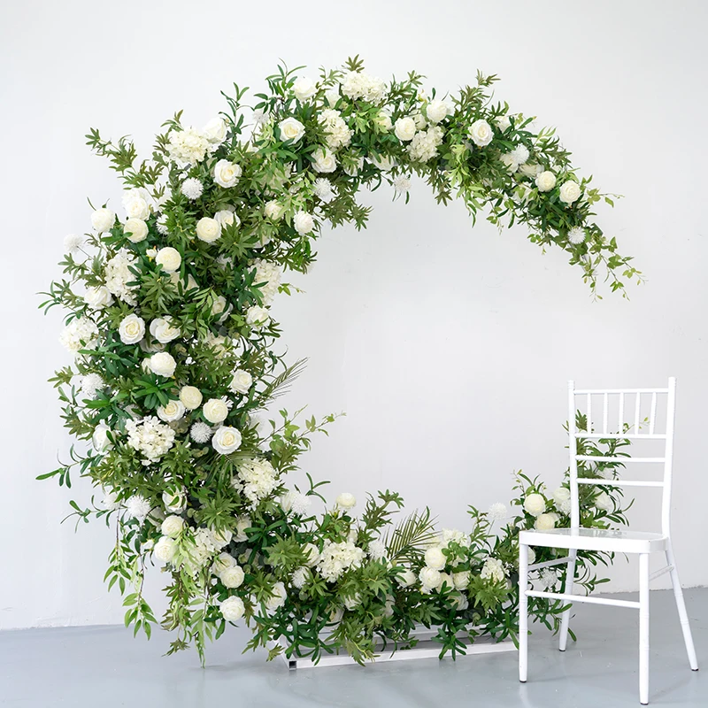 Vv275 2024New Design Moon Shaped Flower Arch Plants Backdrop Arch With Bracket for Proposal Wedding Home Event Decoration