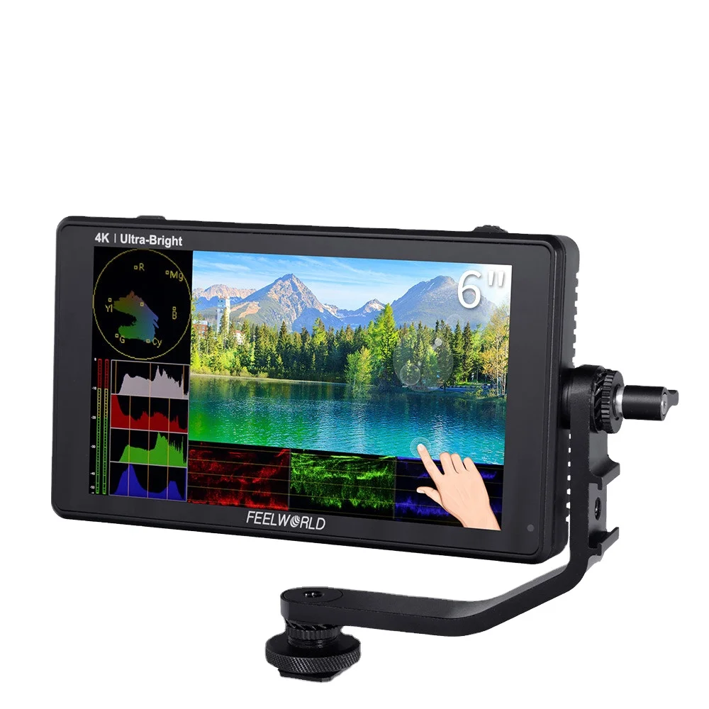 

FEELWORLD LUT6S Camera Field Monitor 6 Inch 2600nits HDR/3D LUT Touch Screen DSLR 3G-SDI HDMI with Waveform VectorScope