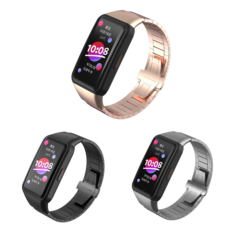

BOORUI luxury metal watch strap for huawei honor band 6 strap stainless steel gold band strap honor band 6 for huawei, 6 colors to choose from