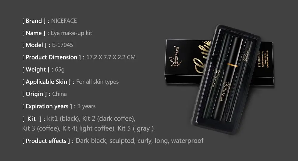 amazon hot sale Hot Sale Eye Makeup 5-Color Set of  Waterproof Eyeliner Pen and Eyebrow Pen +Eyelash Extension Mascara