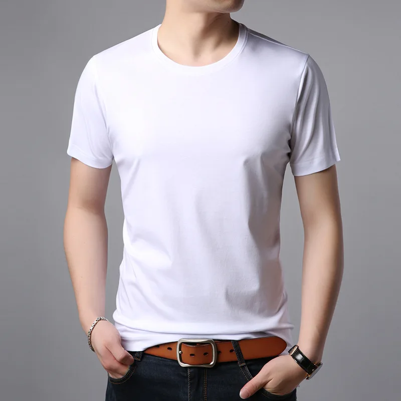 High-grade Tencel cotton short-sleeved round neck T-shirt LOGO custom POLO shirt embroidery printing