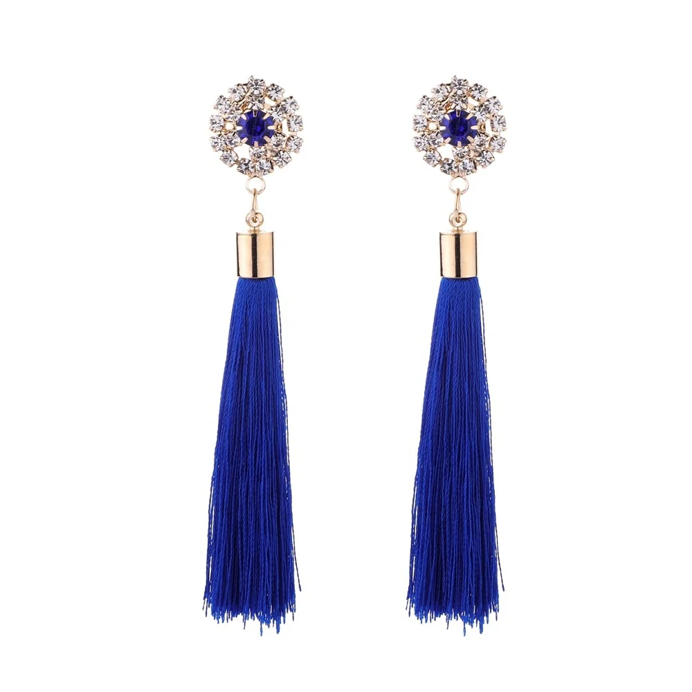 

Women's Long Tassel Earrings Vintage Floral Diamond Earrings, Picture