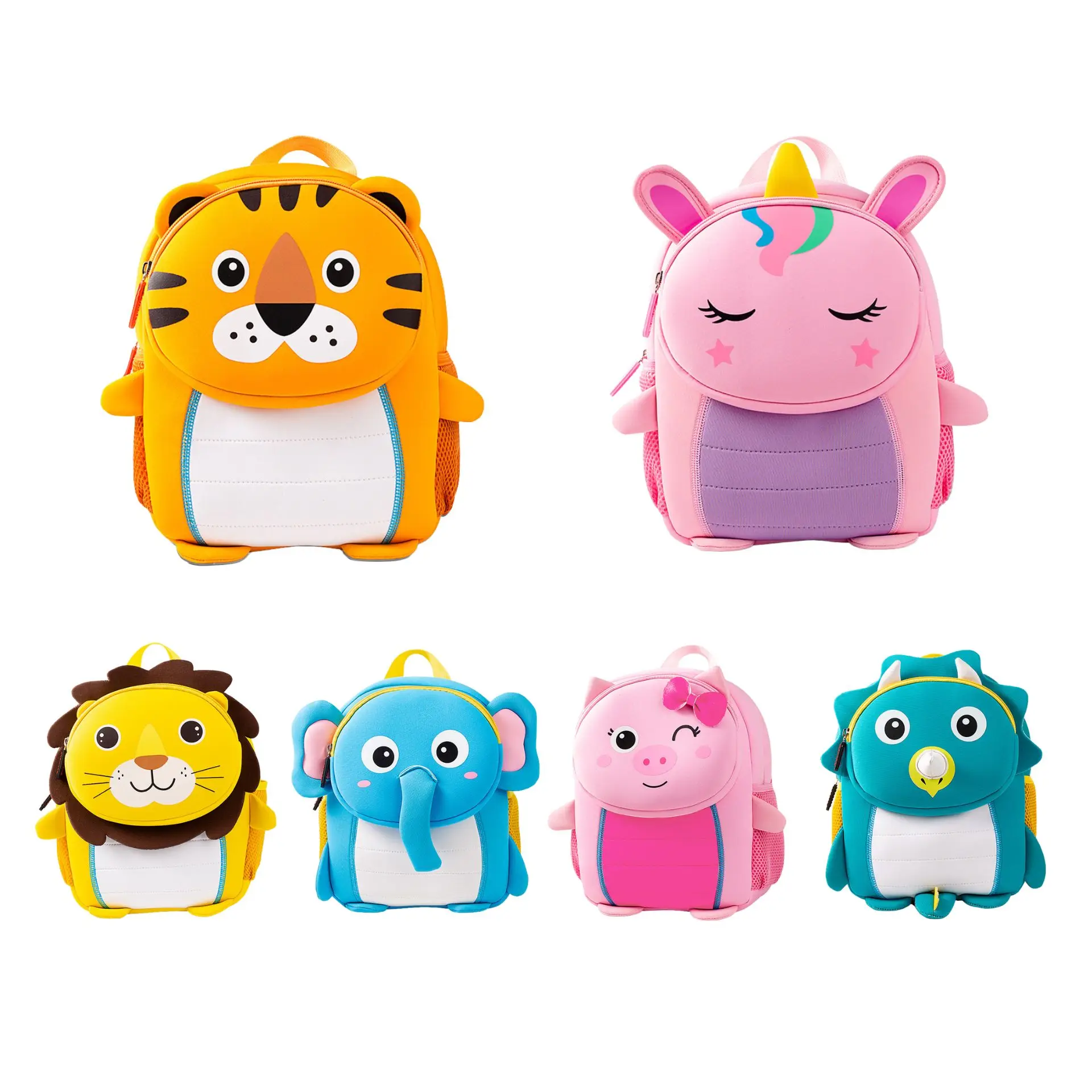 

Wholesale Neoprene animal Children School bag Kids 3D cute soft anti-lost Backpack bags for boys preschool daycare bag