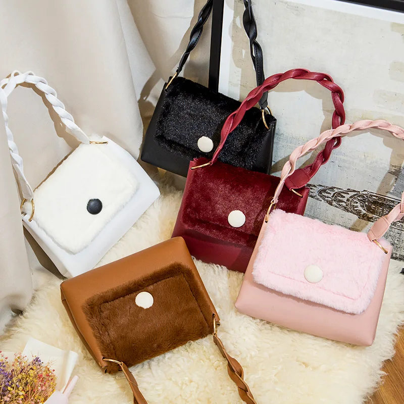 

Designer Bags Luxury Fur Handbags Women Famous Brand PU Leather Fashionable Handbag Cute Kids Handbags Wholesale 2021