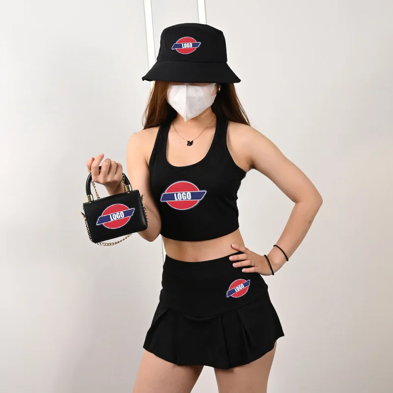 

Unique Leather Handbags Women Matching Hats And 2021 Designer Brand Purses Sexy Two-piece Dress Set