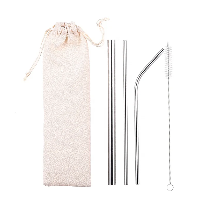 
Amazon hot Stainless Steel Straws reusable metal drinking straws brush With logo 