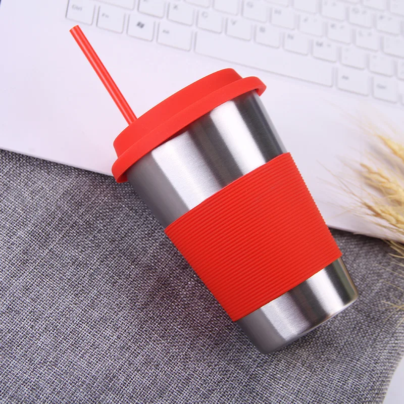 

Mikenda Stainless Steel Plating Coffee Mug With silicone sleeve Portable Food Grade Office cup, Mix