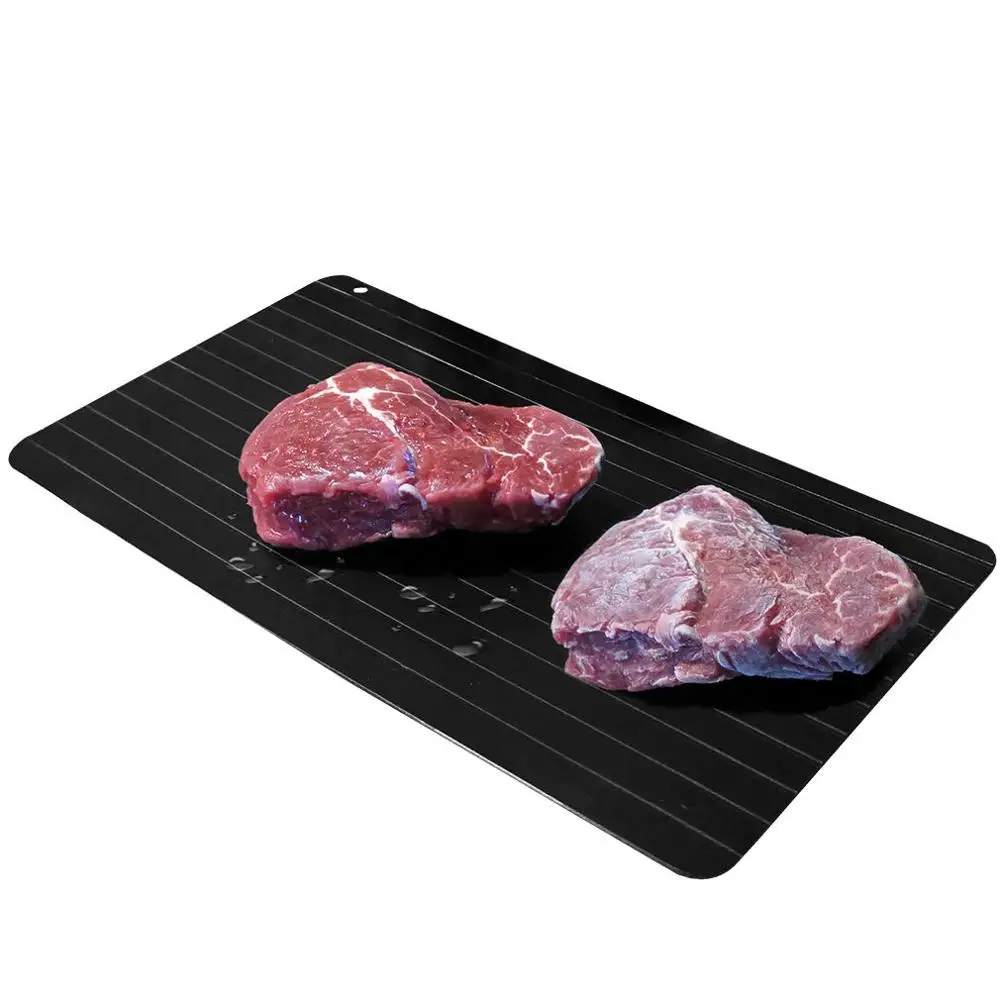 

Rapid Defrosting Tray for Thaw Safe to Defrost Meat Frozen Food - Best kitchen Thawing Tray Defrosting Cutting Board, Black