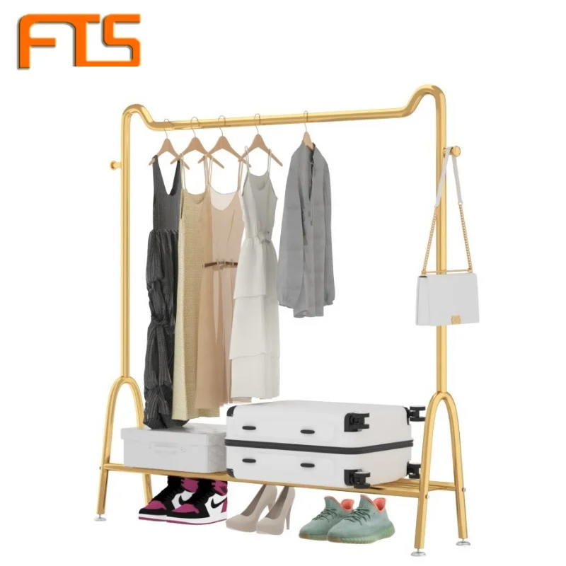 

FTS Iron Coat Stand Large Gold Racks Garment Boutique Clothing Retail Store Metal Clothes Display Rack