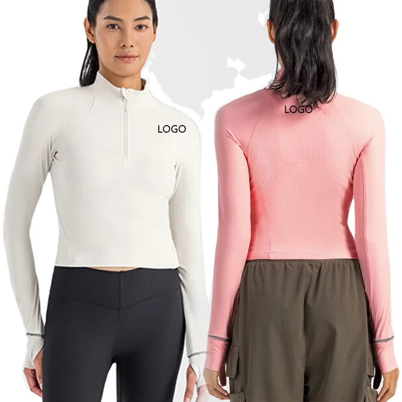 

XW-DAW028 Wholesale Workout Long Sleeve Gym Yoga Sport Running Jacket With Top Zipper Workout Fitness Custom Fit Women's Jackets