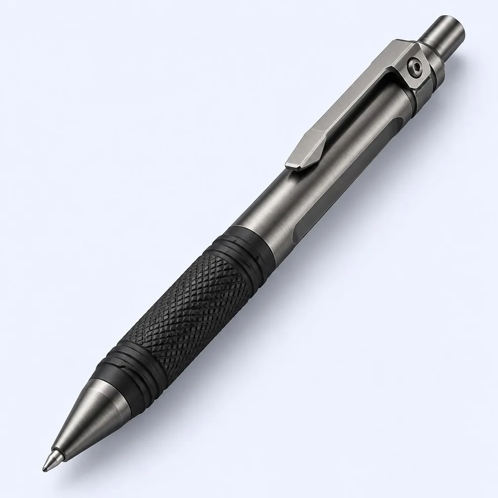Industrial Gunmetal Grey Metal Pen with Diamond Knurling Grip