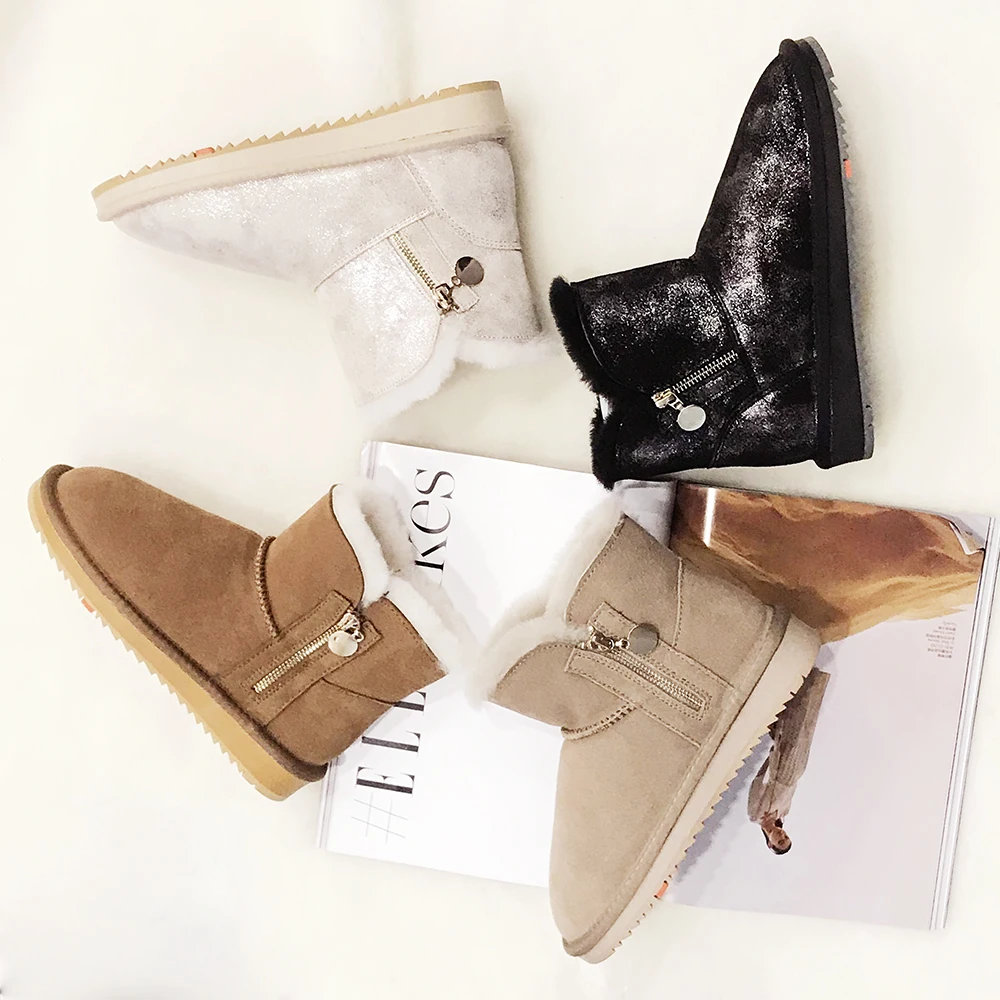 

Women's Warm Fur Zipper Snow Boots Winter Anti-Slip Boots for Cold Weather