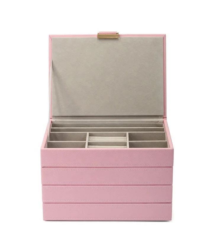 Popular light color stacker style pu leather jewelry storage box-4.jpg