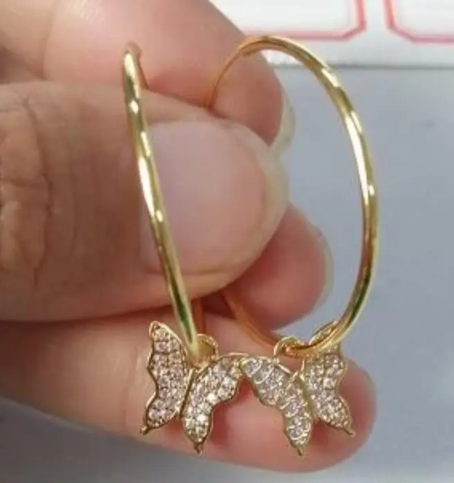

18k gold jewelry earring women 2020 butterfly earring mini huggie hoop earrings, Golden