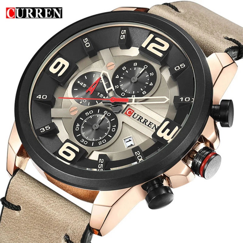 

CURREN 8288 Brand Luxury Sports Chronograph Quartz Men Watches Fashion Casual Wristwatches For Leather Relogio Masculino