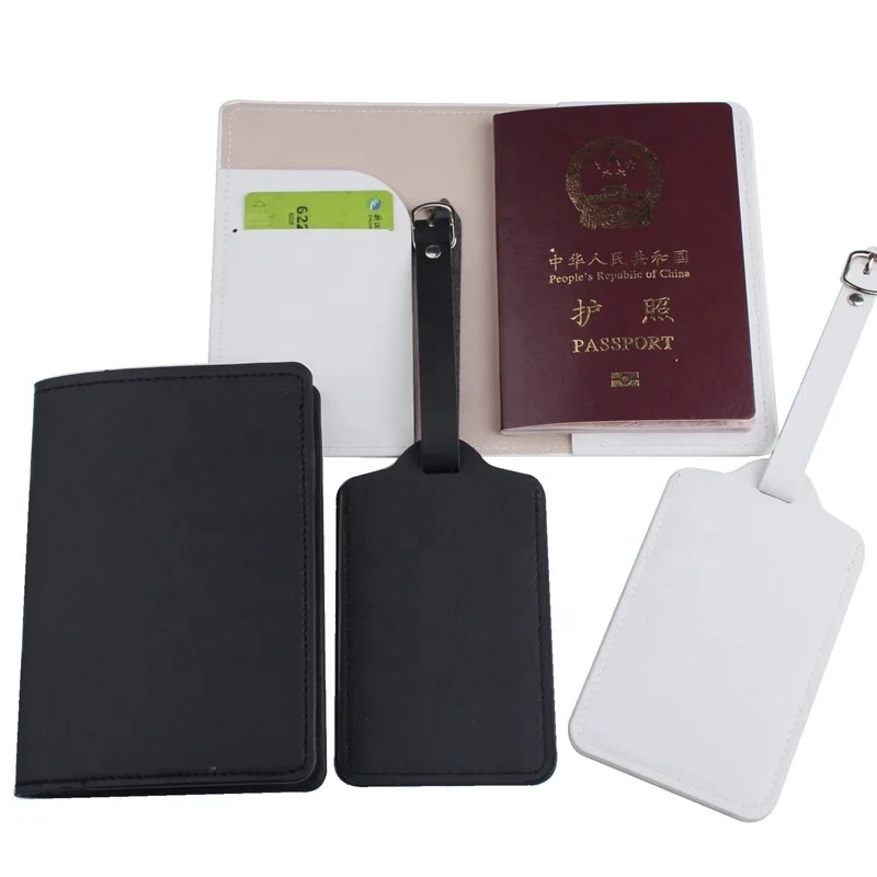 

Blank Custom Logo Pu Leather Passport Holder Gift Set Passport Cover And Luggage Tag, Colorful color