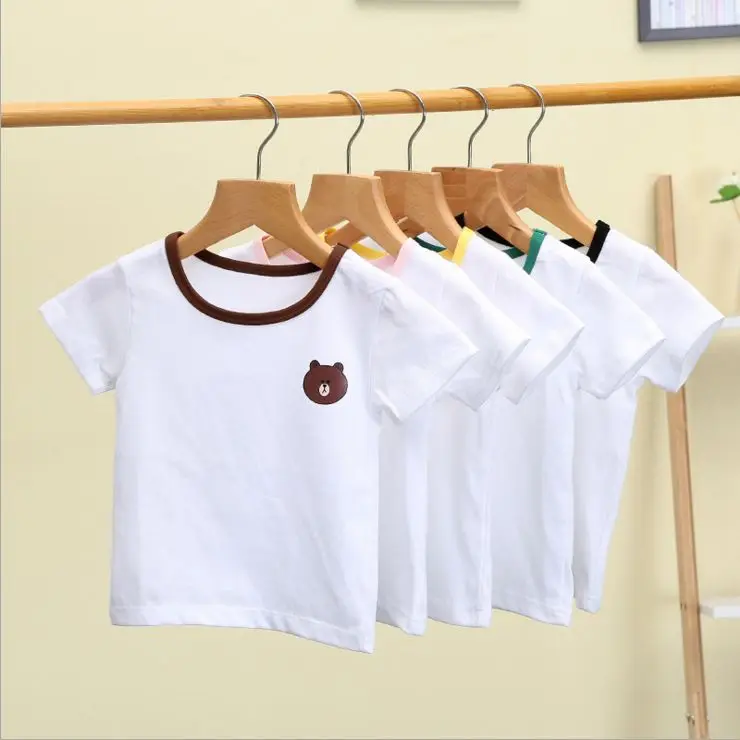 Children Summer Short Sleeve T-Shirt White Kids Cotton T Shirts For 1-3Y Children Cotton Clothing