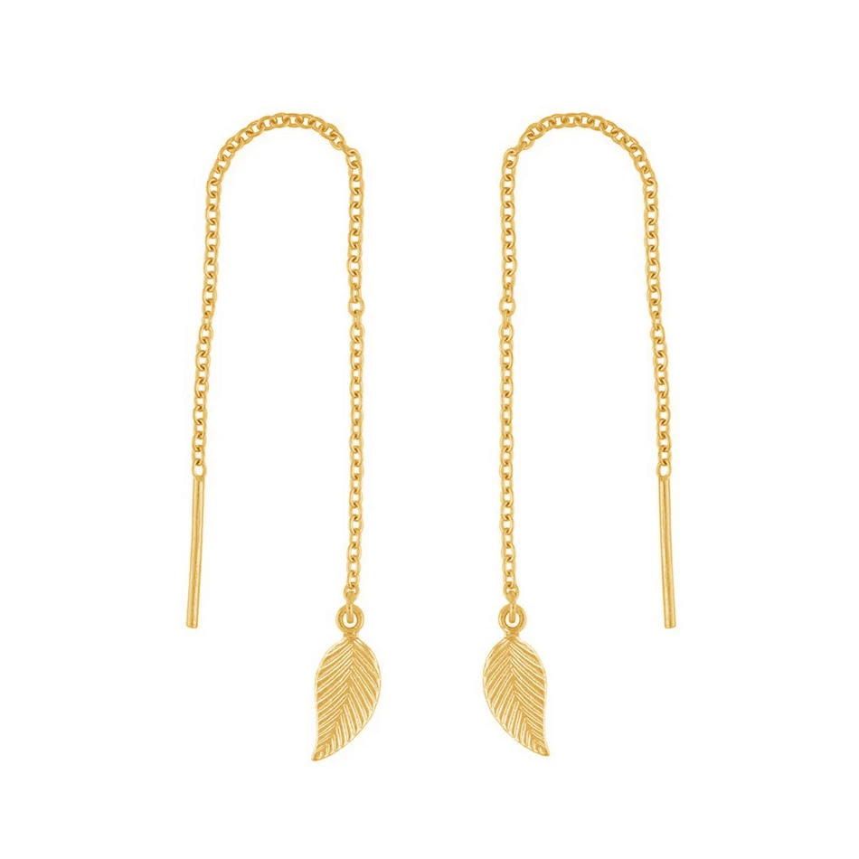 

Trendy Earrings Jewelry Brass 14k gold Plated Lear Chain Threader Stud Earrings