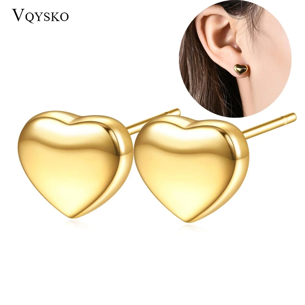 

2022 Wholesale 18K Gold Plated Stainless Steel Heart Charm Studs Earrings