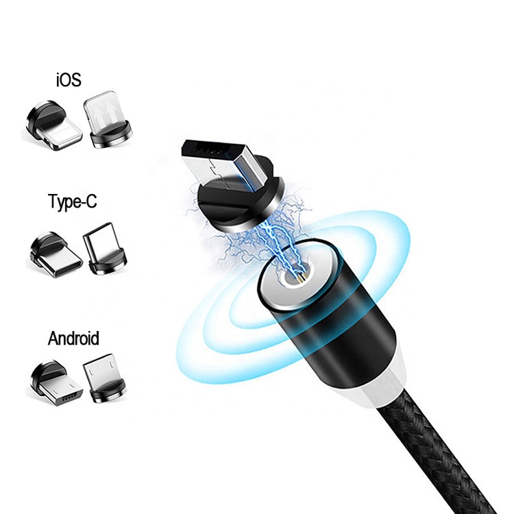 

TOYOUMI 3 in 1 Magnet USB C Cable With Type-C Micro iOS Interfaces Charging Cable, Red black yellow silver grey