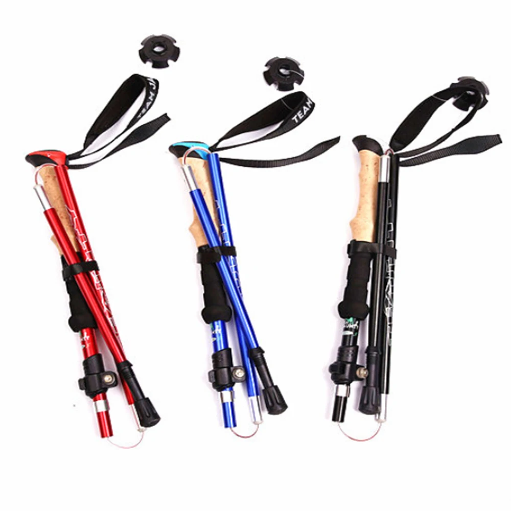 

7075 Aluminum Alloy Walking Stick Trekking Poles Collapsible Hiking Poles, Black/red/blue