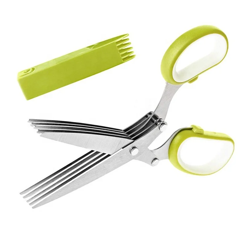 Newly Kitchen Accessories Stainless Steel 5 Blade Kitchen Herb Scissors