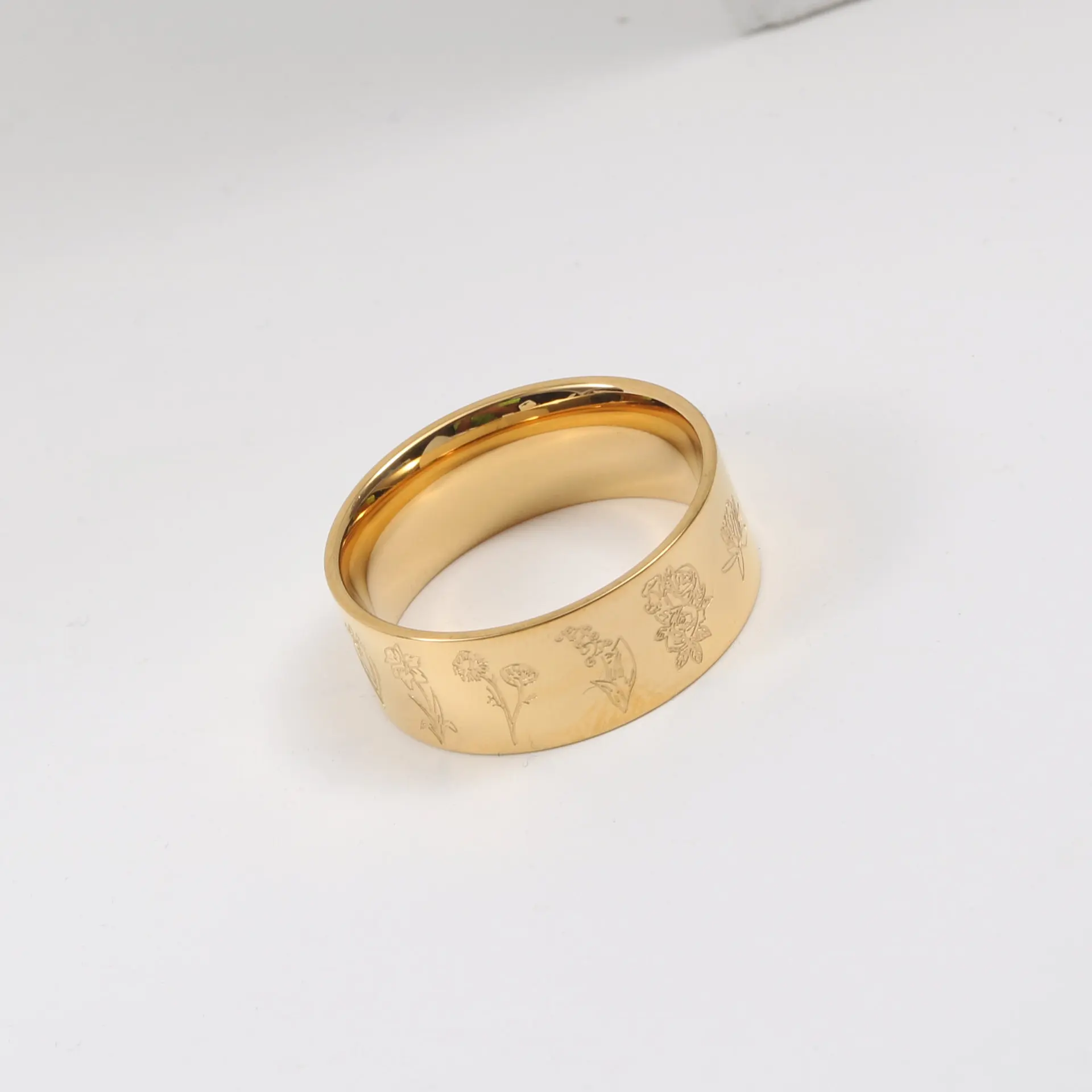 Joolim High End 18K Gold Plated 12 Birth Flower Band Rings for Women Finger Ring 2022