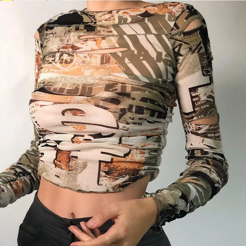 

2020 new arrivals autumn printed high quality women fashion tops