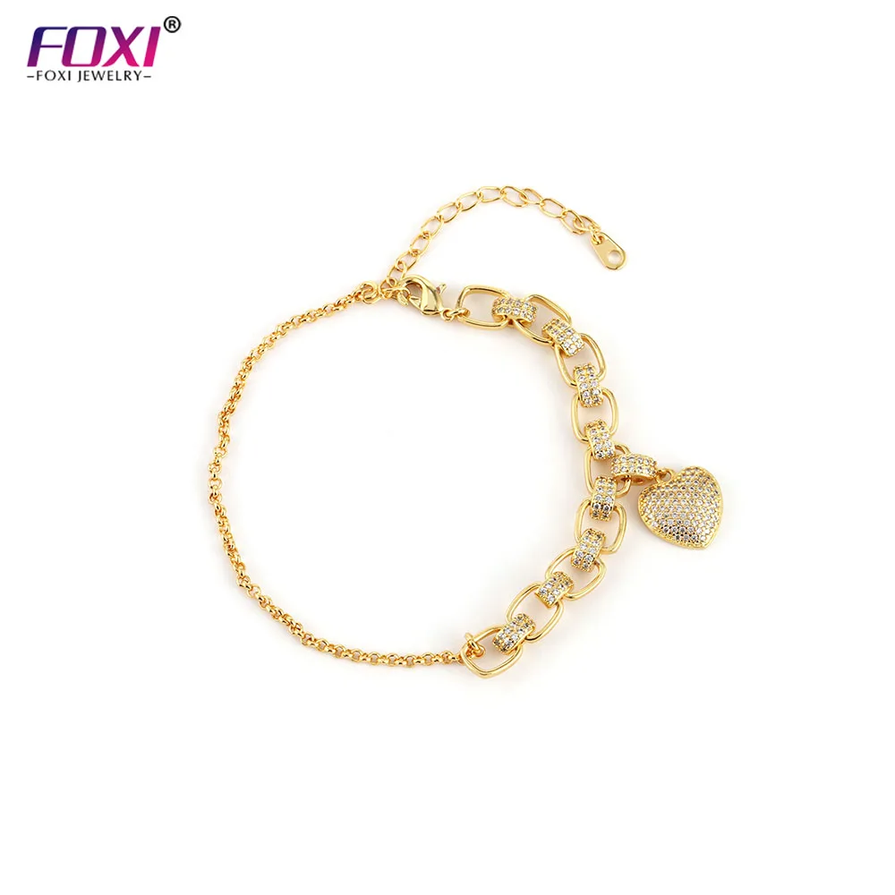 

Fashion Gold Plated Heart Charms Chain Bracelets