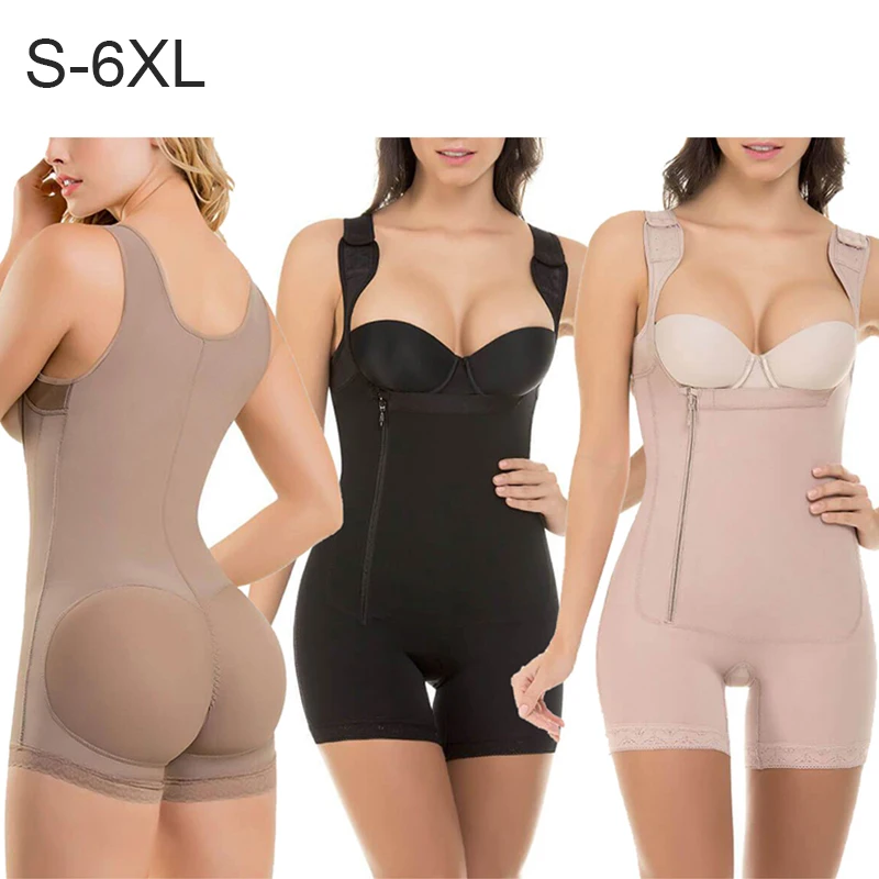 

Wholesale High Quality Plus Size 6XL Open Crotch Body Shaper Women Fullbody Bbl Faja Post Surgery Parto Shapewear Side Zipper, Black,nude,gray