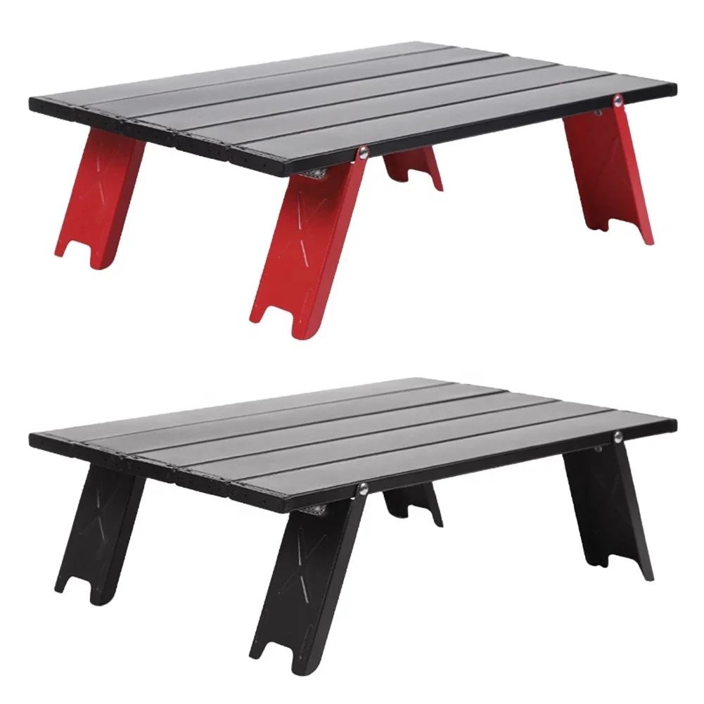 

TY Picnic Barbecue Climbing Folding Table Camping Furniture Camping Aluminum Outdoor Portable Outdoor, Red/black