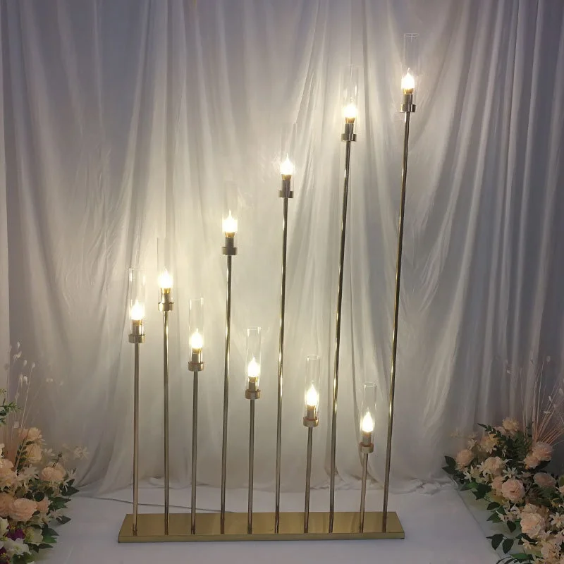 

New wedding road lead electroplating 8 head step height LED light road lead stage layout props decoration wedding scene runway