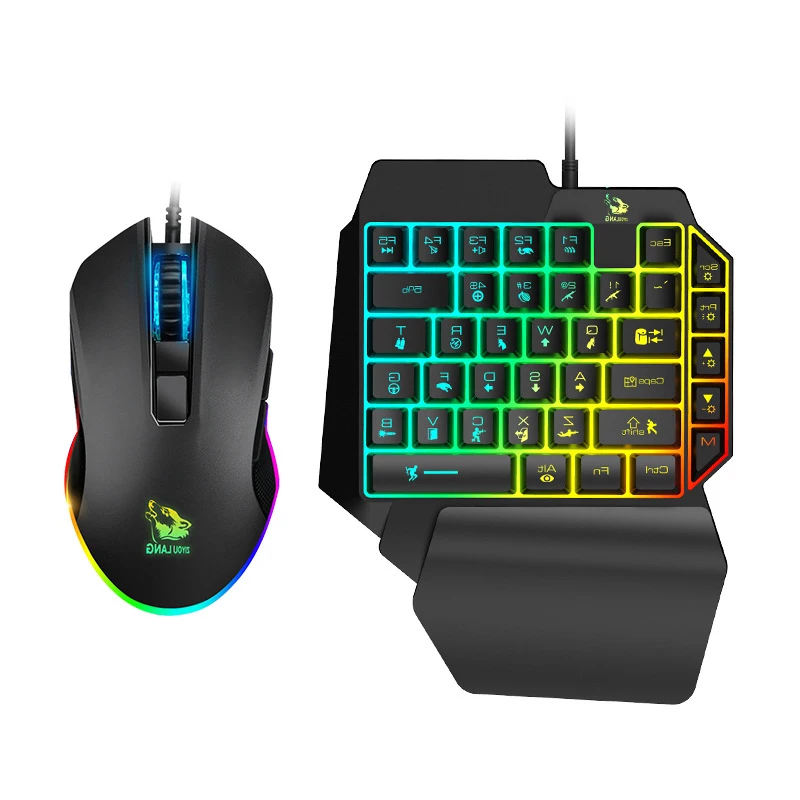 

Amazon Hot Selling T1 AILIER Mechanical One handed Gaming Keyboard Mouse Combo For Game Keyboard Buttons Gaming, Black