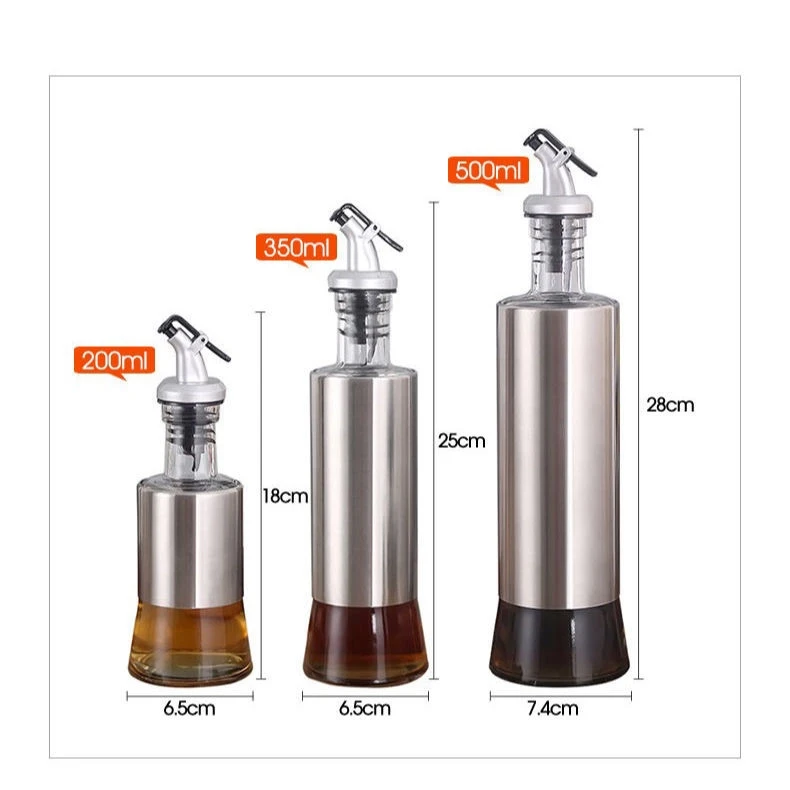 

X001 Amazon Hot Sellings Olive Oil Spray Bottles Kitchen Utensil Oil Dispenser Tools Stainless Steel Oil Dispenser Glass Bottles, Solid