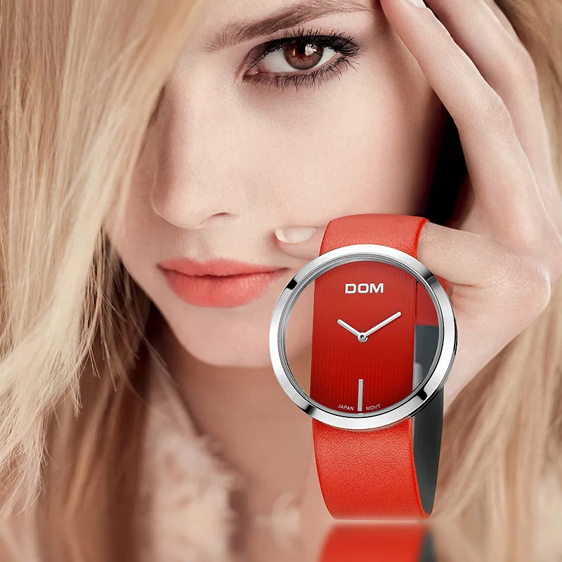 

DOM Watch Women luxury Fashion Casual 30 m waterproof quartz watches genuine leather strap sport Ladies elegant wrist watch girl
